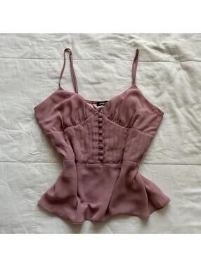 Faith Blush Pink Pintuck Peplum Cami Button Detail Feminine Top